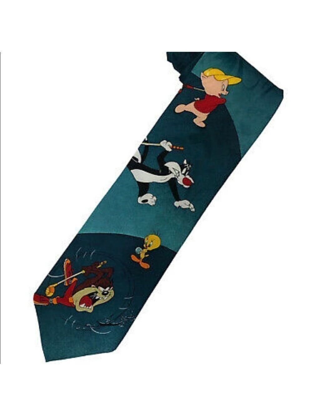Looney Tunes Golf Tie Tweetie Bird, Elmer Fudd, Sylvester and Taz Vintage